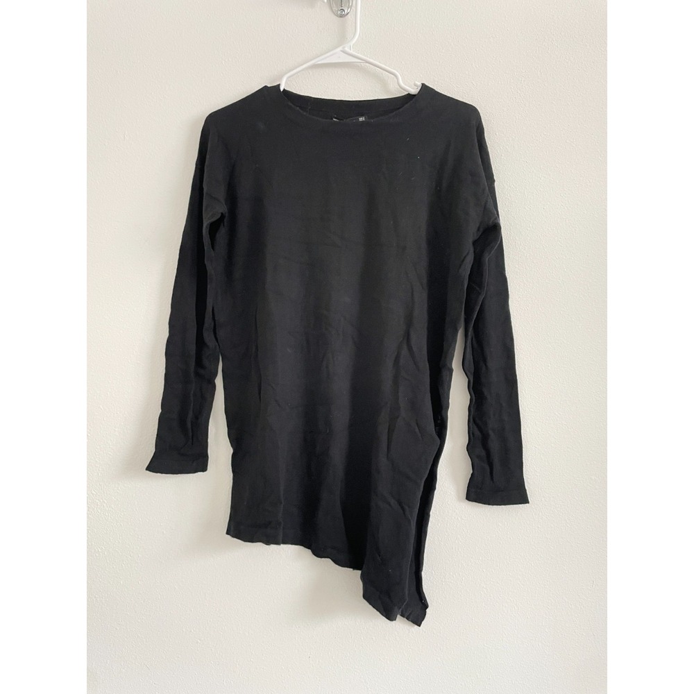 Zara Knit Sweater Women S Black Asymmetrical Lightweight Silk Cashmere Slit